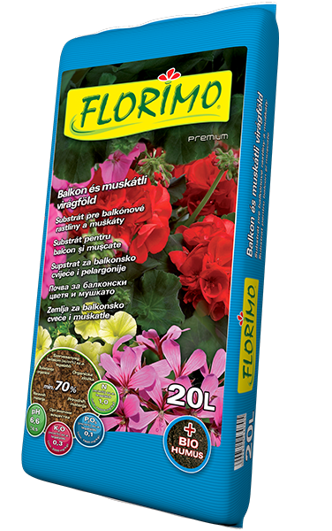 FLORIMO Balkon és muskátli virágföld (PH6,6) 20L